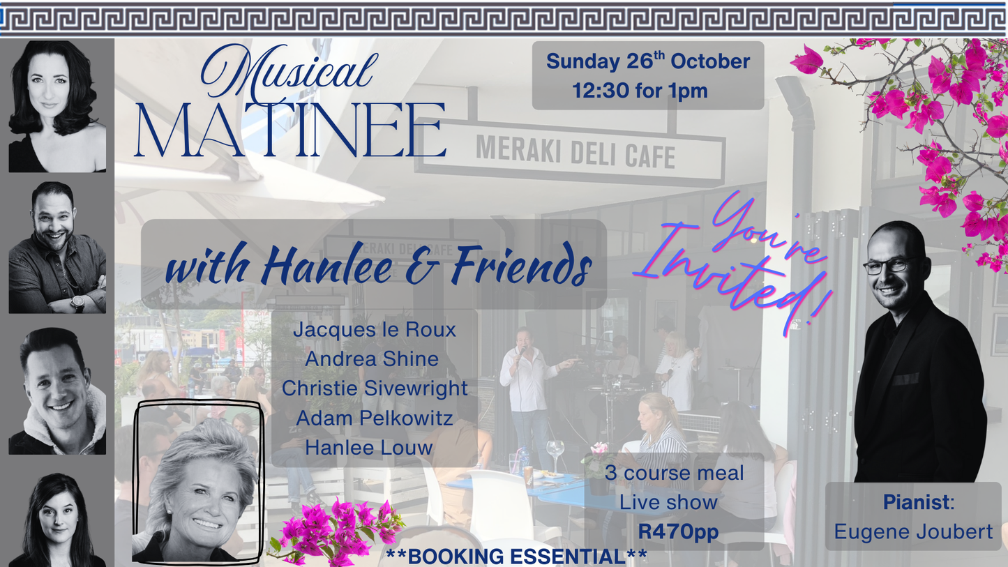 Hanlee & Friends - 3 course meal and live show - Sunday 26th October 1pm